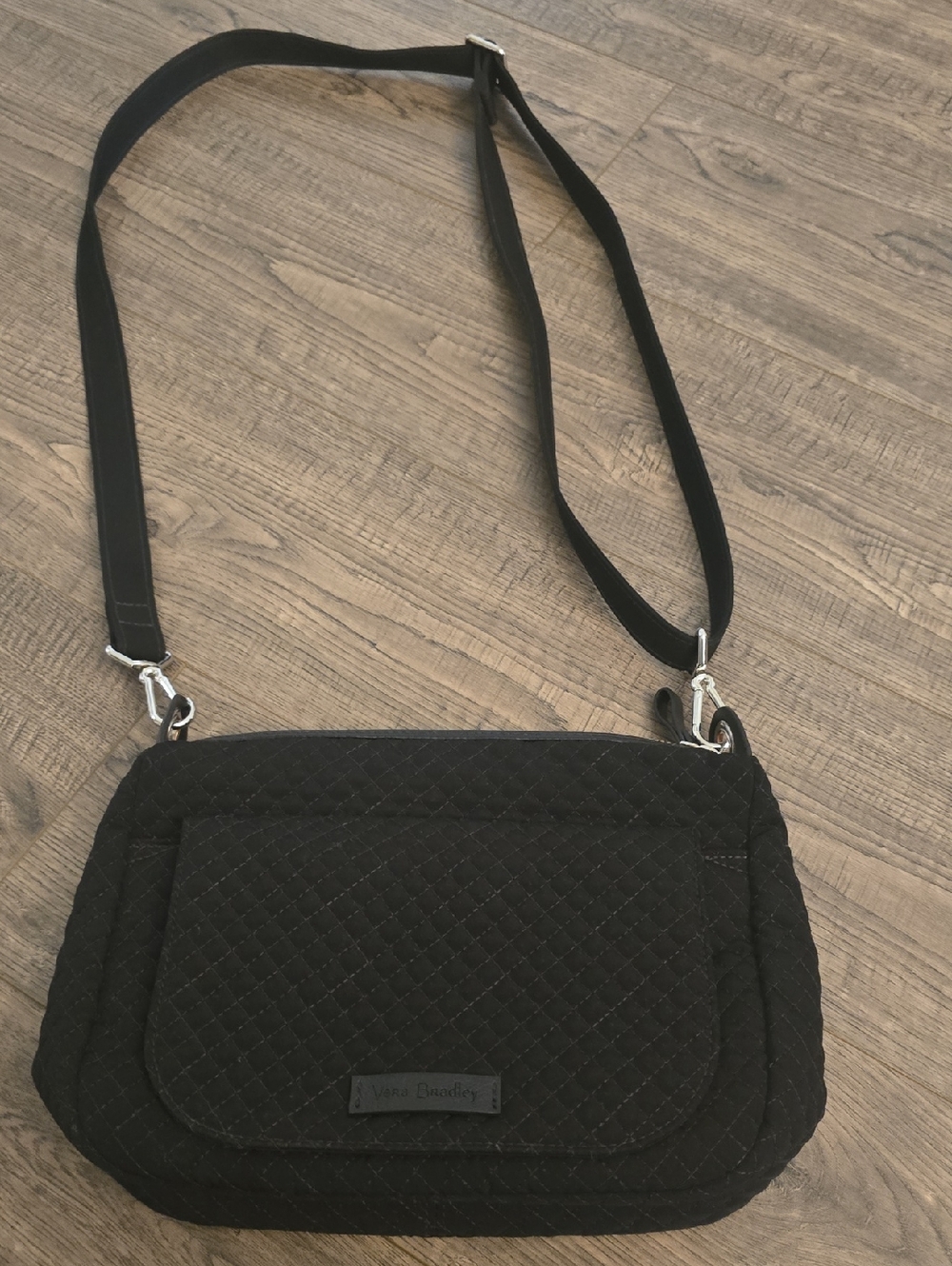 Vera Bradley Black Quilted Crossbody Bag with Adjustable Strap